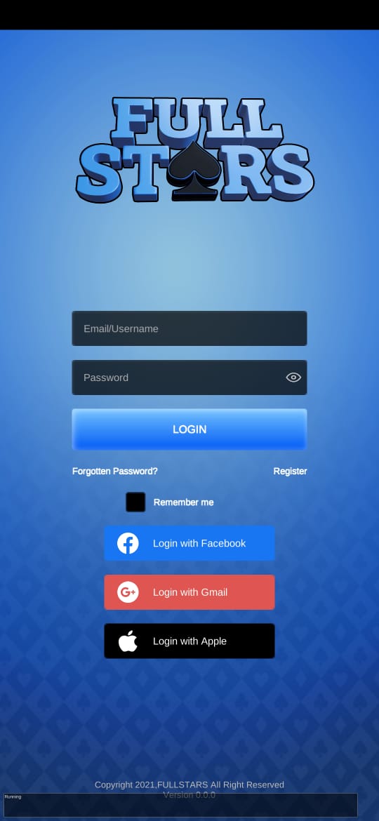 FullStars mobile login screen with the original game logo.